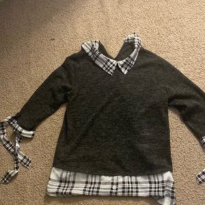 MUST HAVE!!!!! Cheap dress shirt collar black and plaid shirt